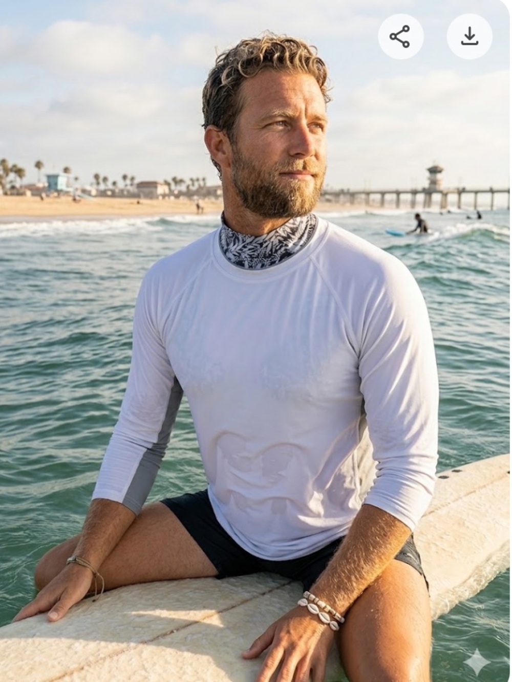 Men’s Coolibar white and light gray UPF 50+ Sun Protection Shirt